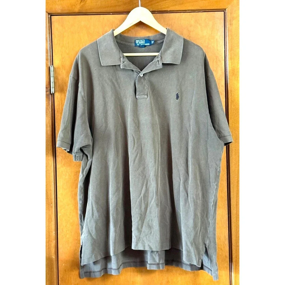 Vintage 90s Ralph Lauren Polo Shirt Mens 2XB Brown Cotton Big And Tall Casual